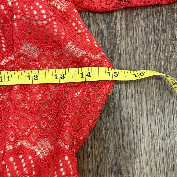 Francesca Red Lace Overlay Mini Dress Women’s Size Small - Picture 3 of 9